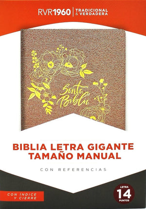 Biblia RVR 1960 Letra Gigante Símil Piel Rosa Perla con Índice con Cierre