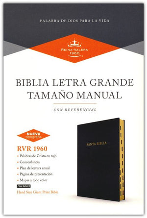 Biblia RVR 1960 Tamaño Manual Símil Piel Negra con Índice