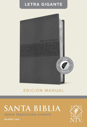 Biblia NTV Letra Gigante Tamaño Manual Piel Gris con Índice