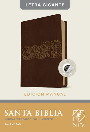 Biblia NTV Letra Gigante Tamaño Manual Piel Café con Índice