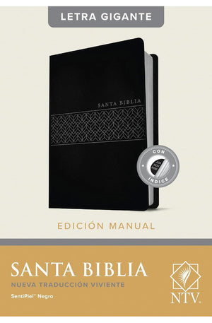 Biblia NTV Letra Gigante Tamaño Manual Piel Negro con Índice