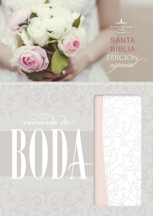 Biblia RVR 1960 de Boda Símil Piel Filgrana Blanca Rosado Palo