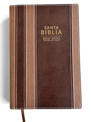 Biblia RVR 2020 Letra Grande Marrón Tiras Símil Piel