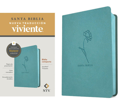 Image of Biblia NTV Compacta con Filament Símil Piel Turquesa