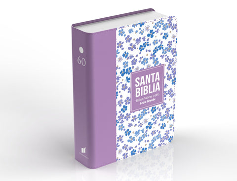 Image of Biblia RVR 1960 Compacta Símil Piel Flores Lila Claro