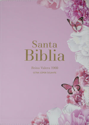 Biblia RVR 1960 Letra Súper Gigante Símil Piel Rosa Claro