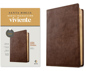 Biblia NTV Letra Súper Gigante Filament Símil Piel Café Rústico