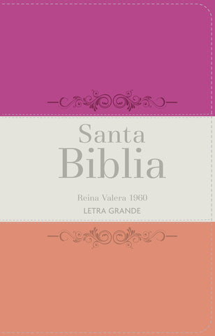 Image of Biblia RVR 1960 Letra Grande Tamaño Manual Tricolor Guinda Crema Melón con Cierre e Índice