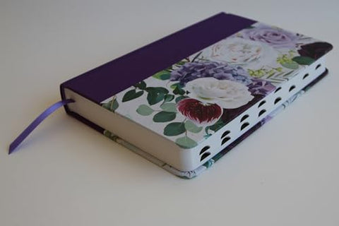 Image of Biblia RVR1960 Tapa Dura y tela morada con flores tamaño manual con índice / Spanish Bible RVR 1960, Hardcover, Purple Cloth with Flowers, Handy Size
