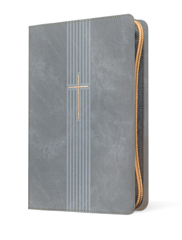 Image of BIBLIA NTV REFERENCIA CENTRAL LETRA GRANDE CON FILAMENT SIMIL PIEL CIERRE GRIS INDICE LETRA ROJA