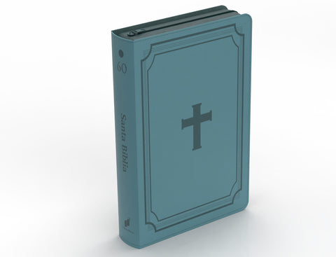 Image of Biblia RVR 1960 Letra Grande Tamaño Manual Cruz Azul Acero con Cierre e Índice