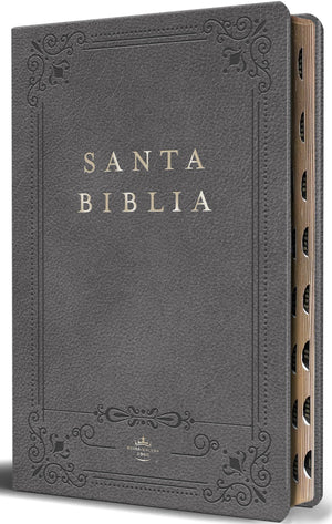 Biblia RVR 1960 Letra Grande Tamaño Manual Grís Símil Piel con Índice