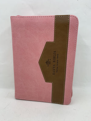Biblia RVR 1960 Bolsillo Rosa Café Símil Piel con Índice y Cierre