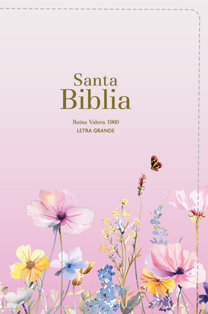 Biblia RVR 1960 Compacta Letra Grande 11 puntos Símil Piel Rosa Flores con Cierre y Índice