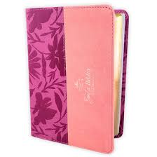 Image of Biblia RVR 1960 Letra Grande Tamaño Manual Bicolor Rosa Rosa Símil Piel