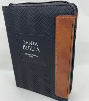 Biblia RVR 1960 Bolsillo Símil Piel Geométrico Negro Café con Índice