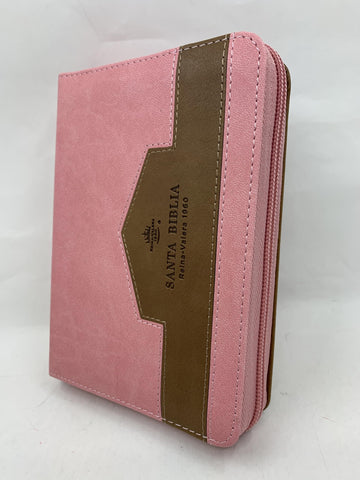 Image of Biblia RVR 1960 Bolsillo Rosa Café Símil Piel con Índice y Cierre