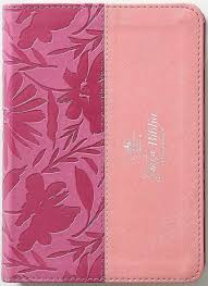 Image of Biblia RVR 1960 Letra Grande Tamaño Manual Bicolor Rosa Rosa Símil Piel