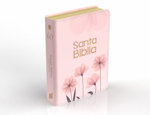 Image of Biblia RVR 1960 Compacta Letra Grande 11 Puntos Símil Piel Floral Rosadas