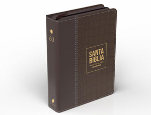 Biblia RVR 1960 Compacta Letra Grande 11 puntos Símil Piel Piel Marrón con Cierre y Índice