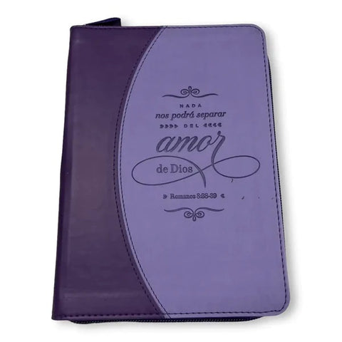 Image of Libreta Imitación Piel Púrpura con Cierre: Amor de Dios