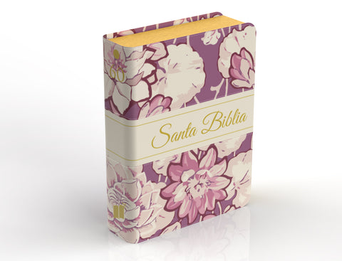 Image of Biblia RVR 1960 Compacta Letra Grande 11 Puntos Símil Piel Floral Lila
