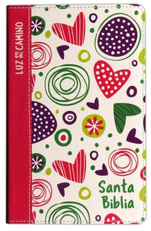 Biblia NVI Luz en M Camino Corazónes Multicolor Símil Piel
