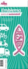 Emblema para Auto 8 cm Icthus con Jesús. Rosa