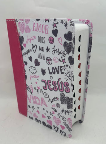 Image of Biblia RVR 1960 Bolsillo Símil Piel Rosa con Índice