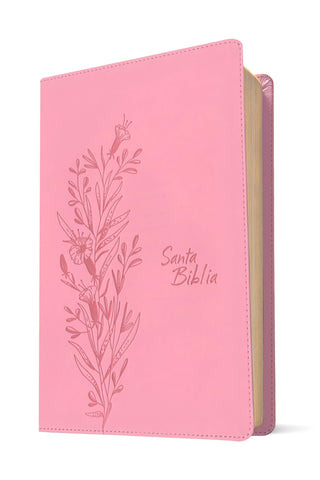 Image of Biblia NTV Referencia Central Letra Grande con Filament  Símil Piel Rosa Letra Roja