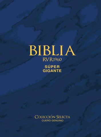 Image of Biblia RVR 1960 Letra Súper Gigante Cuero Genuino Azul con Índice