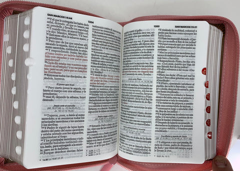 Image of Biblia RVR 1960 Bolsillo Rosa Café Símil Piel con Índice y Cierre