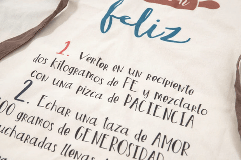 Image of Delantal/mandil de algodón. Receta para ser feliz