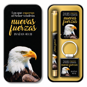 Pack Bolígrafo Llavero y Tarjeta en Caja Metálica Nuevas Fuerzas