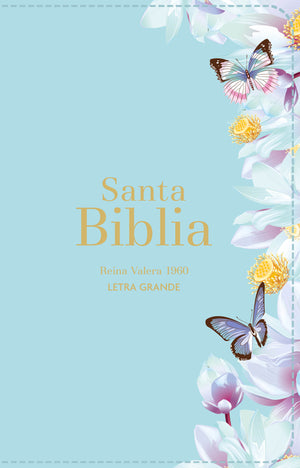 Biblia RVR 1960 Letra Grande Tamaño Manual Símil Piel Azul Claro