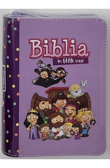 Biblia RVR 1960 para Niños Mi Gran Viaje Lila Símil Piel con Cierre