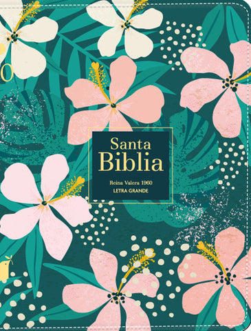 Image of Biblia RVR 1960 Compacta Letra Grande 11 puntos Símil Piel Flores Tropicales con Cierre e Índice
