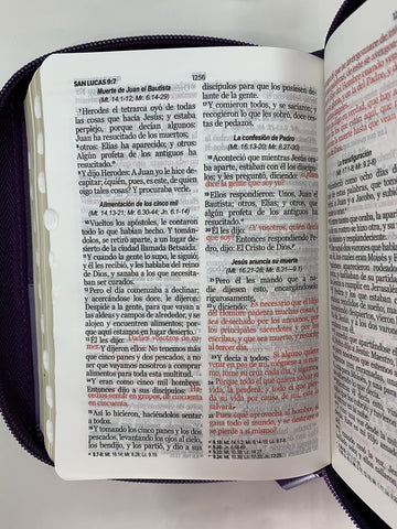 Image of Biblia RVR 1960 Compacta Duotono Lila Símil Piel con Índice y Cierre