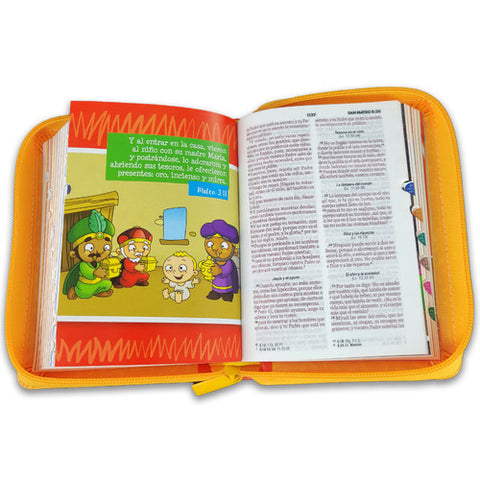 Image of Biblia RVR 1960 para Niños mi Gran Viaje Naranja Símil Piel con Índice y Cierre