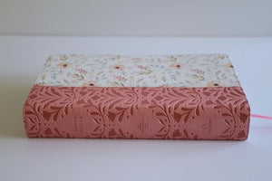 Biblia RVR 1960 Letra Gigante Rosada con Flores Símil Piel