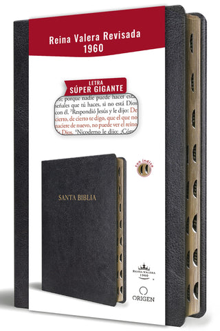 Image of Biblia RVR 1960 Letra Súper Gigante Negro Símil Piel con Índice