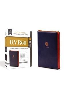 Biblia RVR 1960 Letra Súper Gigante Piel con Cierre Azul