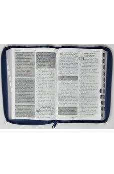 Image of Biblia RVR 1960 de Promesas Letra Gigante Azul Triangulos Simil Piel con Índice con Cierre