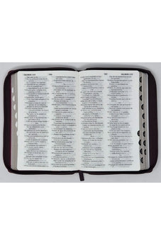 Image of Biblia RVR 1960 Letra Grande Tamaño Manual Tricolor Guinda Palo Rosa Marrón con Cierre con Índice