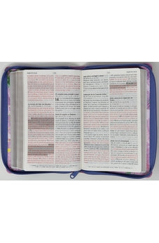 Image of Biblia RVR 1960 de Promesas Letra Grande Tamaño Manual Lila Hojas Simil Piel con Cierre