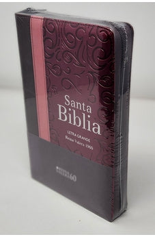 Image of Biblia RVR 1960 Letra Grande Tamaño Manual Tricolor Guinda Palo Rosa Marrón con Cierre con Índice