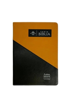 Biblia RVR 1960 Letra Gigante Símil Piel Duotone Negro Café Triangular con Índice con Cierre