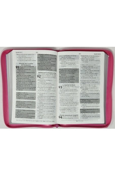 Image of Biblia RVR 1960 de Promesas Letra Gigante Rosada Flores Simil Piel con Cierre