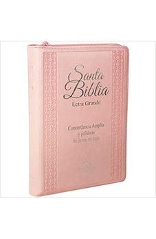 Biblia RVR 1960 Letra Grande Palabras de Jesús en Rojo con Concordancia Rvr056Clgpjrzt Tapa Imitación Cuero Rosa Cierre Canto Plateado Índice