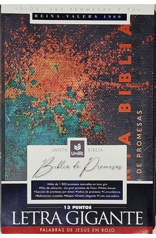 Biblia RVR 1960 de Promesas Letra Gigante Negro Naranja Verde Simil Piel con Cierre